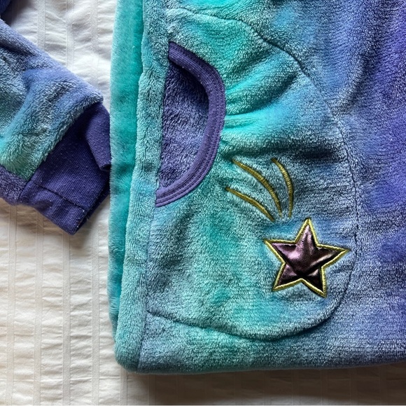 Funzietime Blue and Purple Tie Dye Unicorn Onesie Pajama Costume, Adult XS - Picture 12 of 14